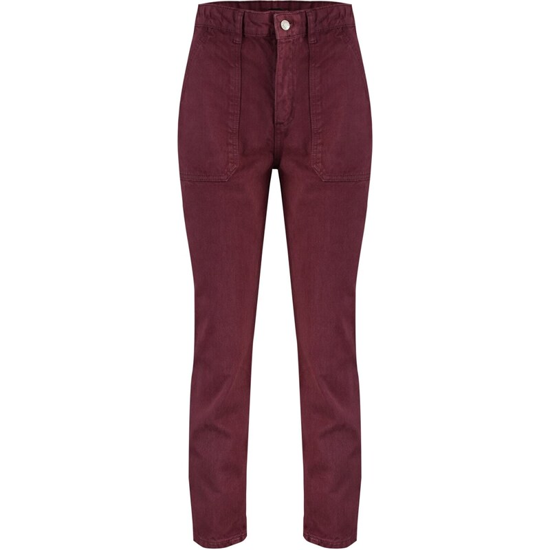 Trendyol Claret Red High Waist Mom Jeans with Pockets