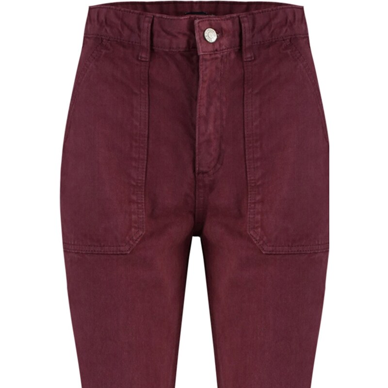 Trendyol Claret Red High Waist Mom Jeans with Pockets