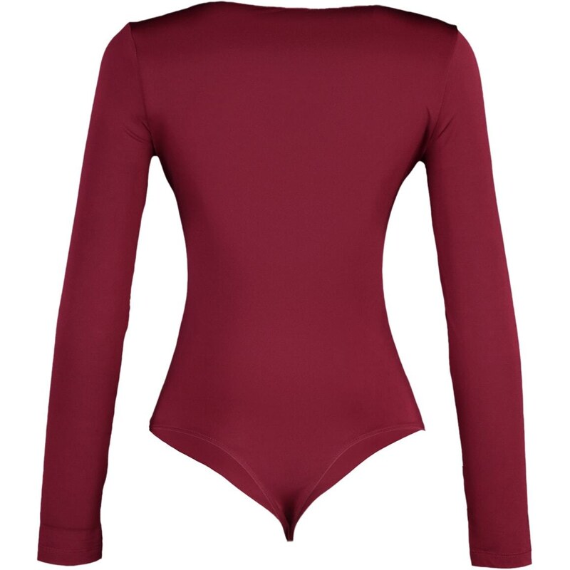 Trendyol Burgundy Zip Detailed V-Neck Body