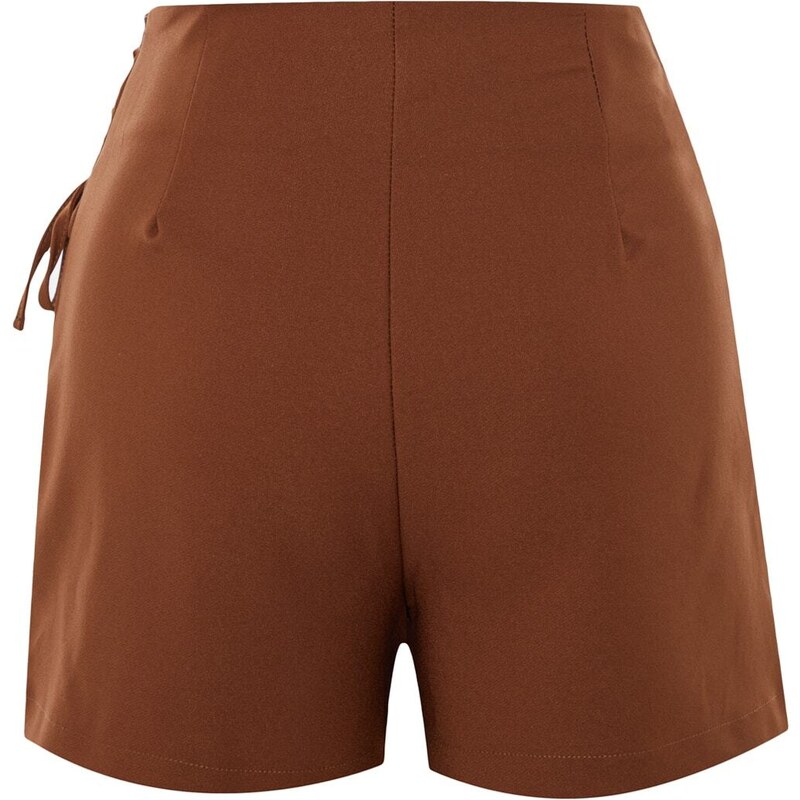 Trendyol Brown Lace and Eyelet Detail Woven Shorts Skirt