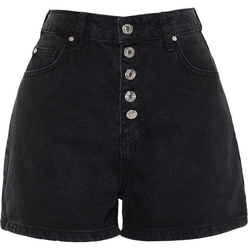 Trendyol Black Front Buttoned Denim Shorts