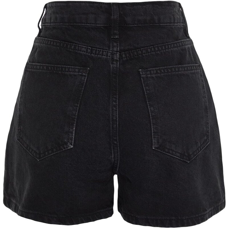Trendyol Black Front Buttoned Denim Shorts