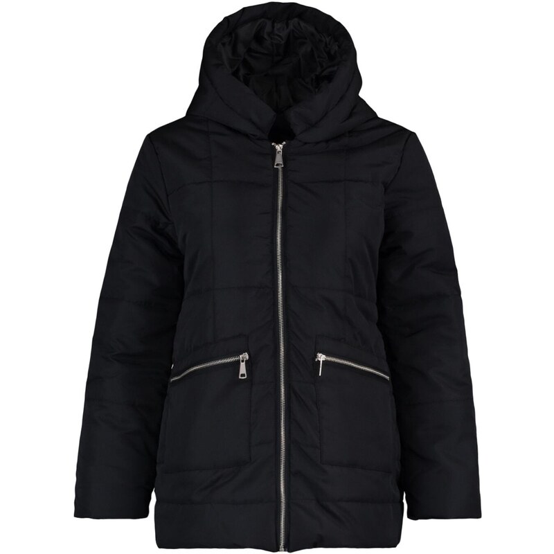 Trendyol Black Oversize Puffy Coat s kapucí