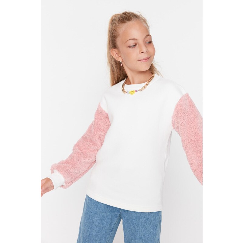 Trendyol Girls Ecru Fleece Knitted Thick Sweatshirt