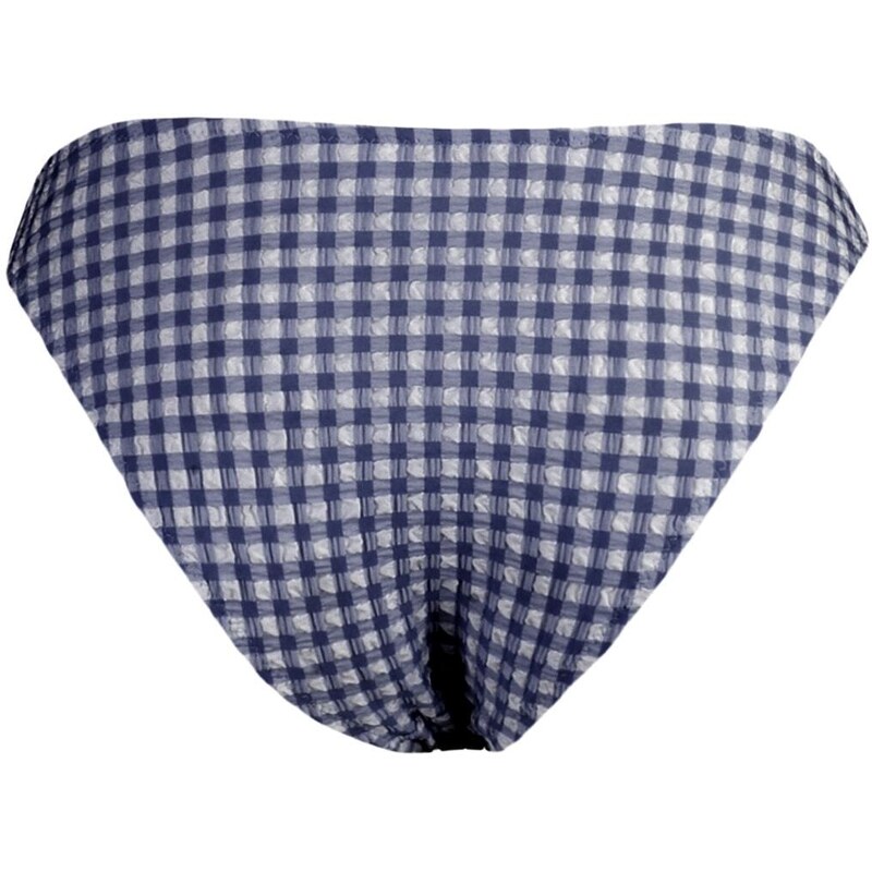 Trendyol Navy Blue Gingham texturovaný spodní díl bikin s pravidelnými nohavicemi