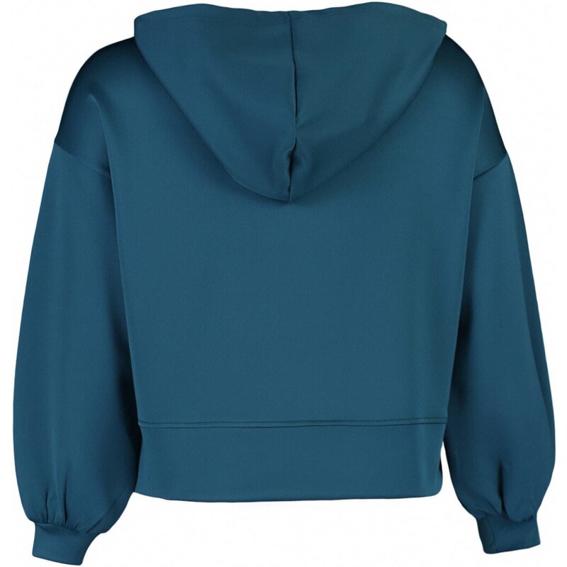 Trendyol Curve Petrol Green Hoodie with Printed Scuba/Scuba Diving Crop Knitted Sweatshirt