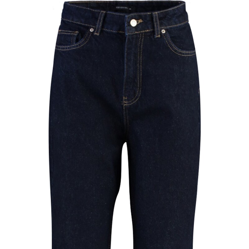 Trendyol tmavě modré džíny s vysokými širokými nohavicemi
