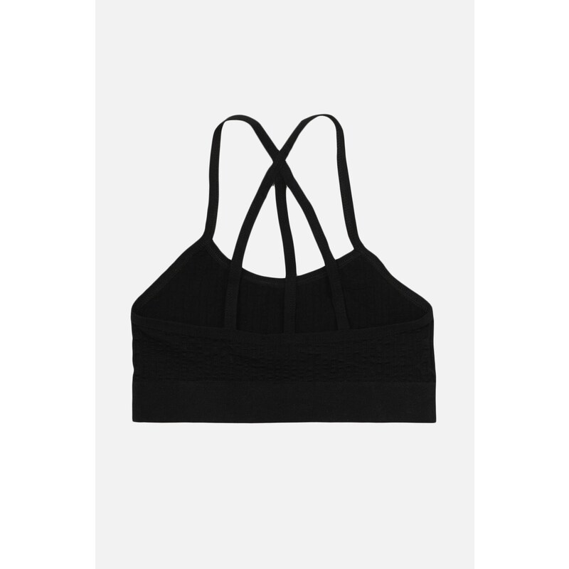 Trendyol Black Seamless/Seamless Back Detail Light Support/Shaping Knitted Sports Bra