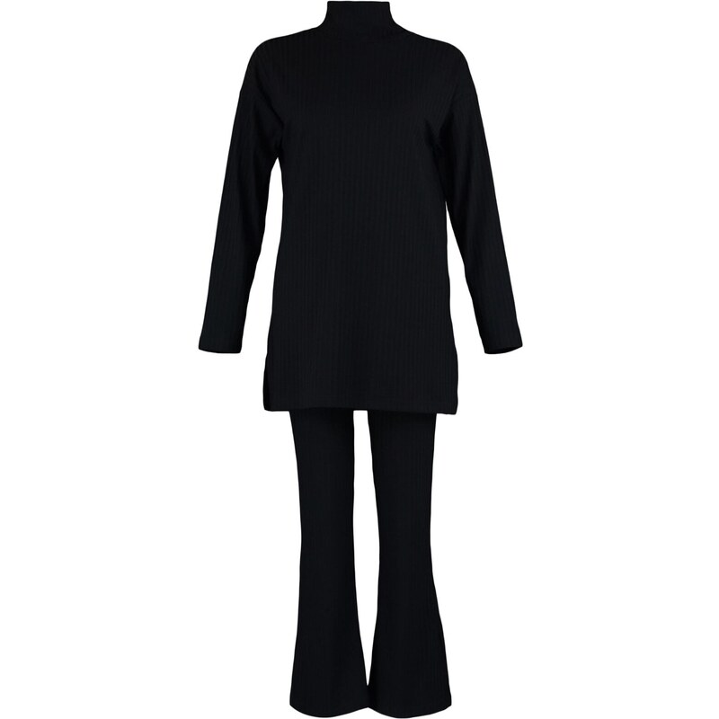 Trendyol Black Turtleneck Tunic-Pants Knitted Suit