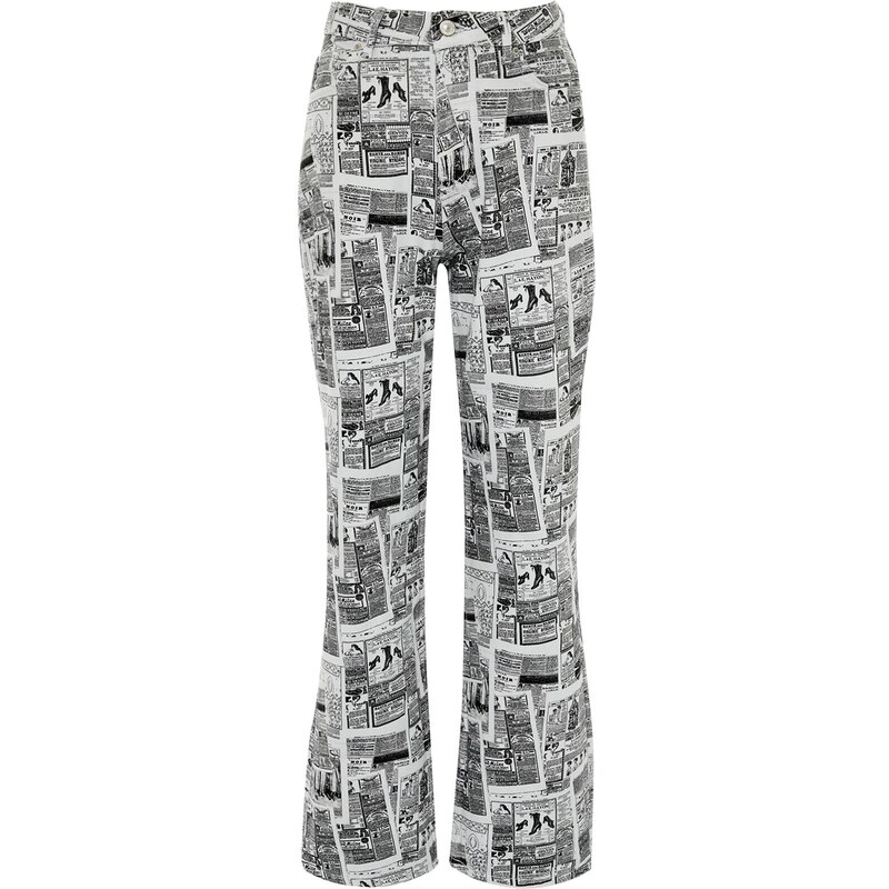 Trendyol Vícebarevné tištěné džíny s vysokým pasem 90. let se širokými nohavicemi