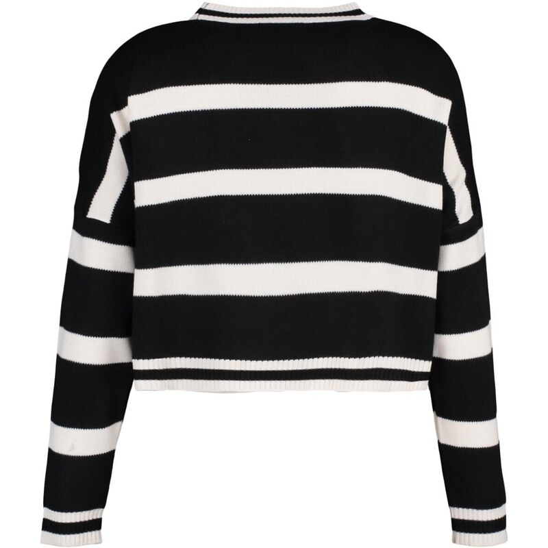 Trendyol Black Crop pruhovaný pletený svetr