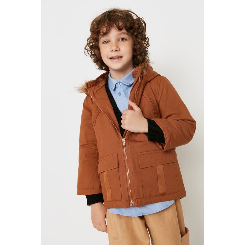 Trendyol Boy Boy Brown Hooded Coat