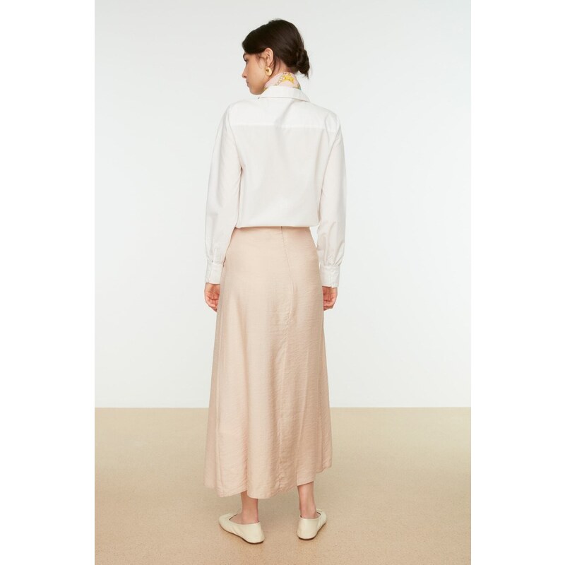 Trendyol Beige Tie Detailed Woven Skirt