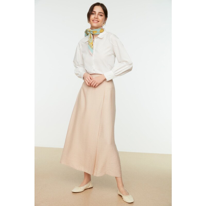 Trendyol Beige Tie Detailed Woven Skirt