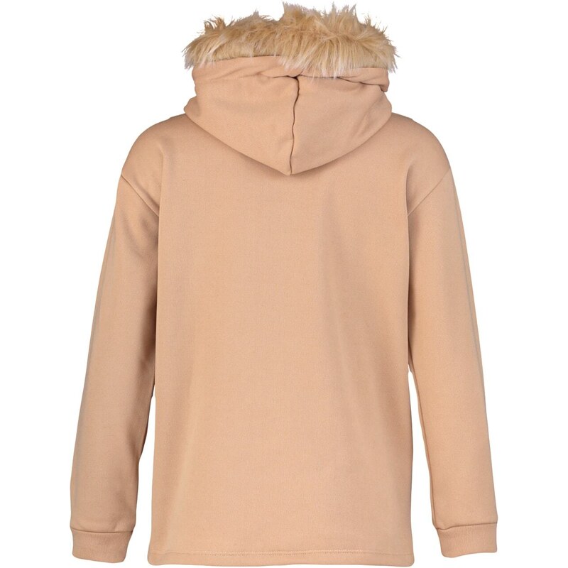 Trendyol Beige Loose Hooded Fleece Fleece Sports Sweatshirt