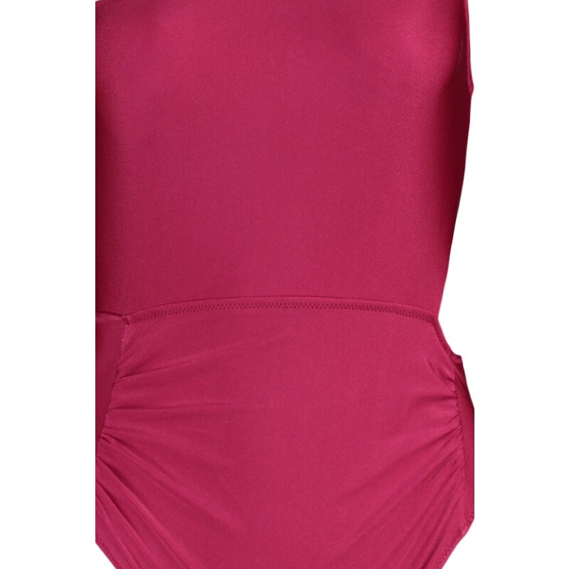 Trendyol Plum One-Shoulder Draped Regular Leg Swimsuit