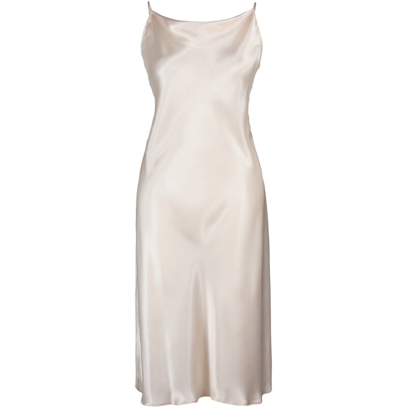 Trendyol Curve Beige Straps, Satin Woven Back Detailed Nightgown