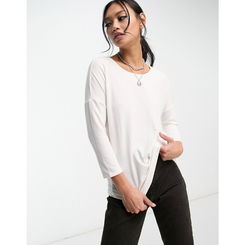 ONLY wide neck 3/4 sleeve top in white