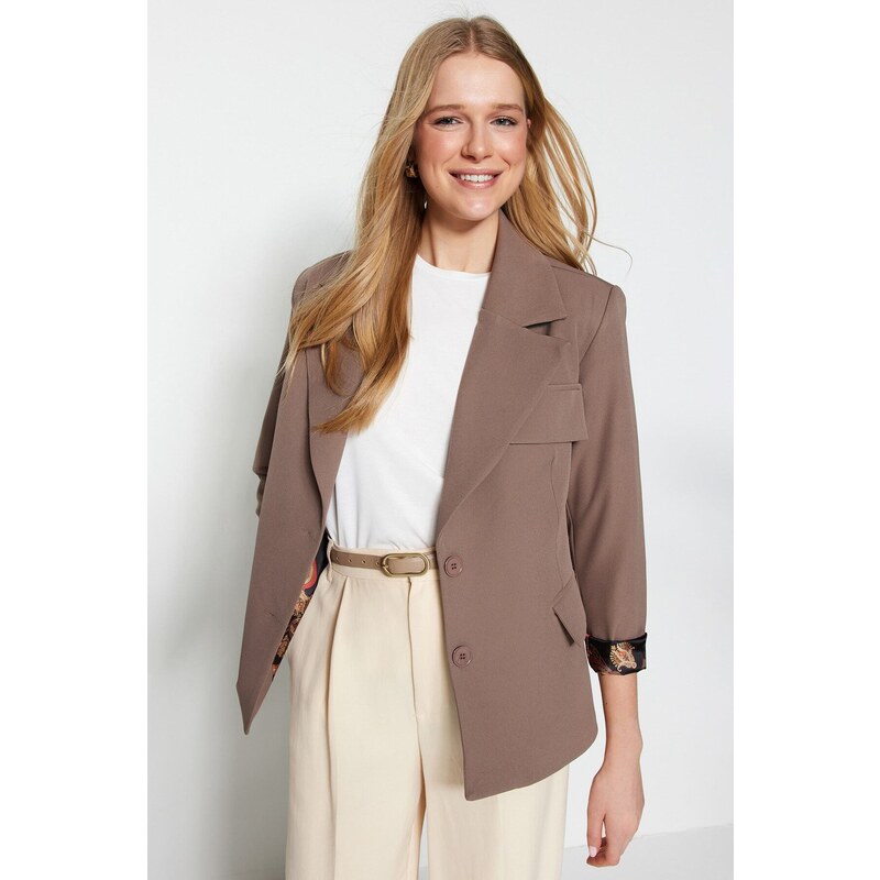 Trendyol Mink Woven Lined Blazer Jacket