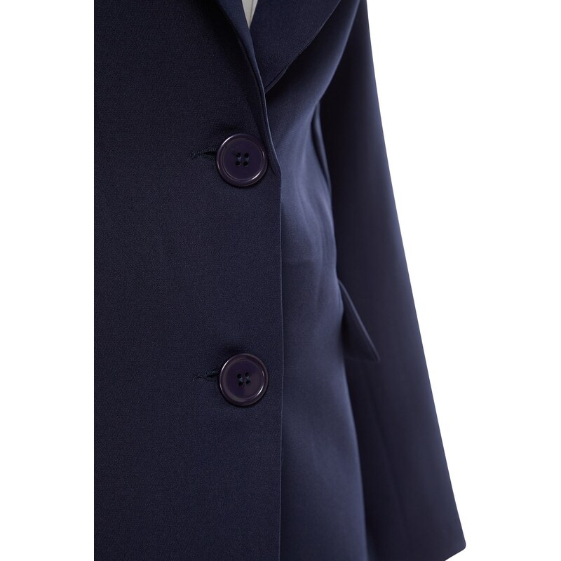 Trendyol Navy Blue Oversize Lined Woven Blazer Jacket