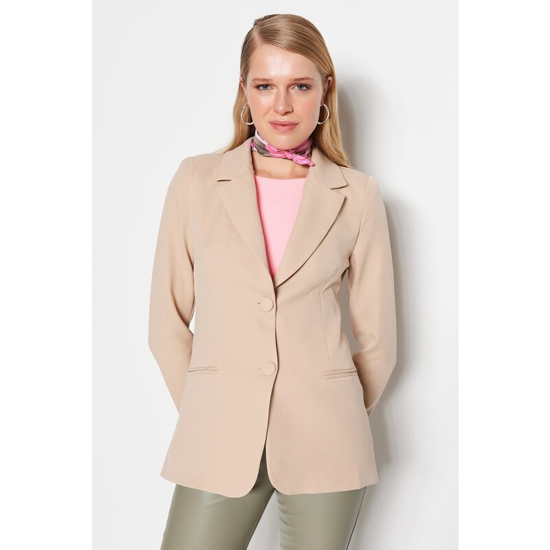Trendyol Beige Woven Lined Back Detail Blazer Jacket 107057658