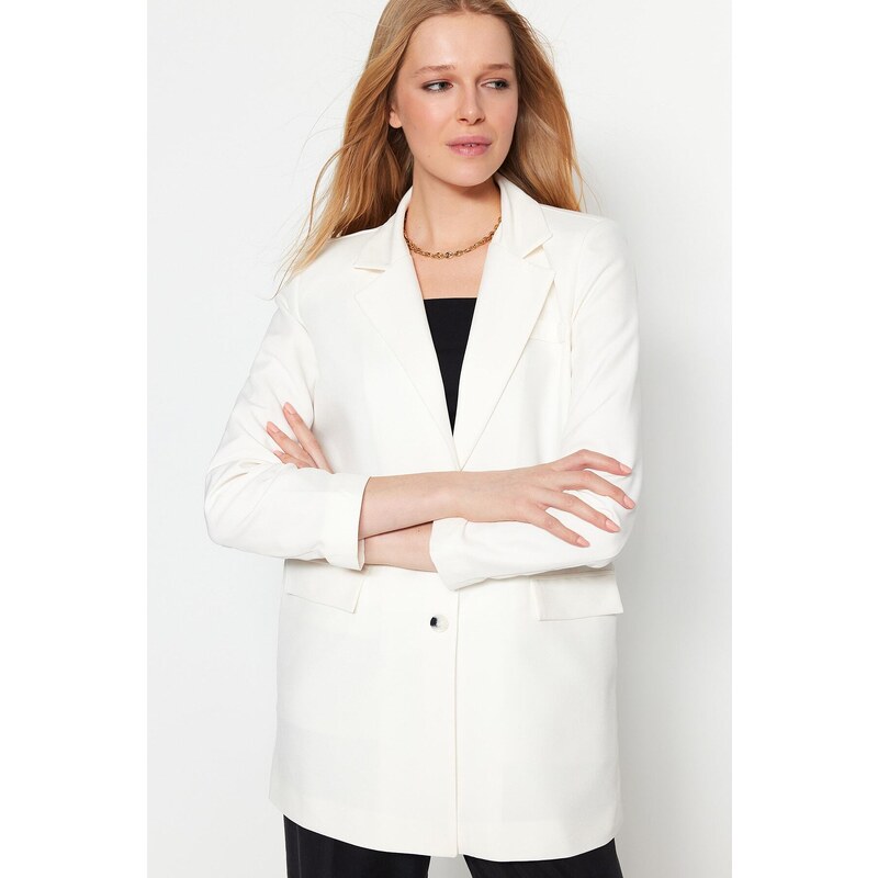 Trendyol Ecru Lined Woven Blazer Jacket