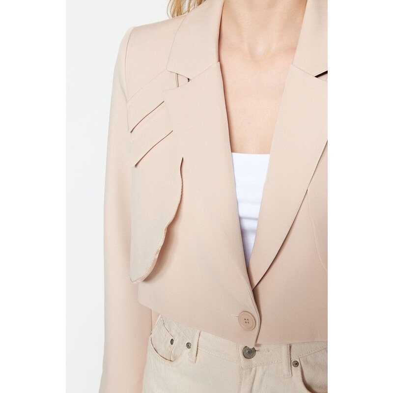 Trendyol Stone Crop Woven Lined Blazer Jacket