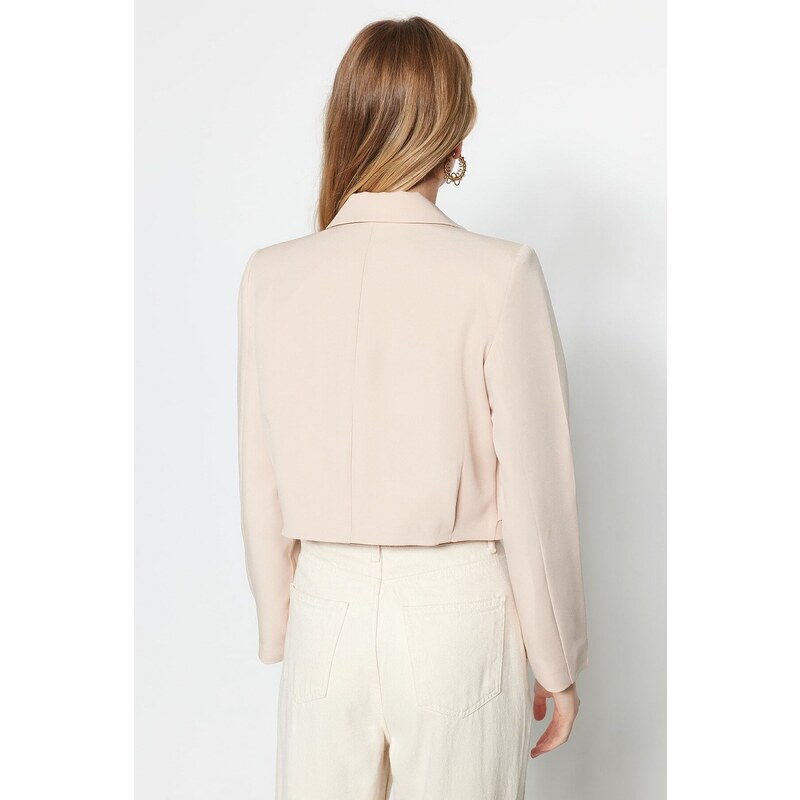 Trendyol Stone Crop Woven Lined Blazer Jacket