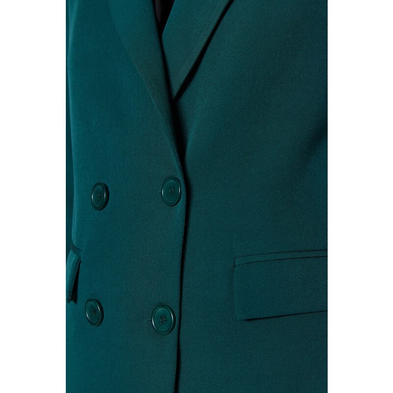 Trendyol Petrol Regular Lined Button Detailed Woven Blazer Jacket