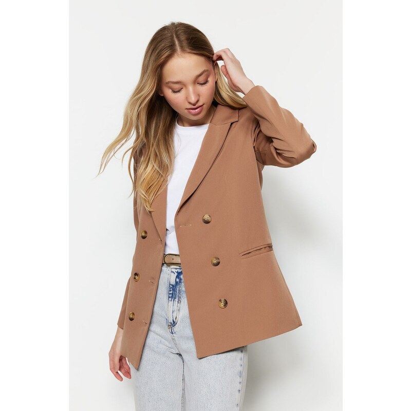 Trendyol Light Brown Regular Lined Woven Blazer Jacket