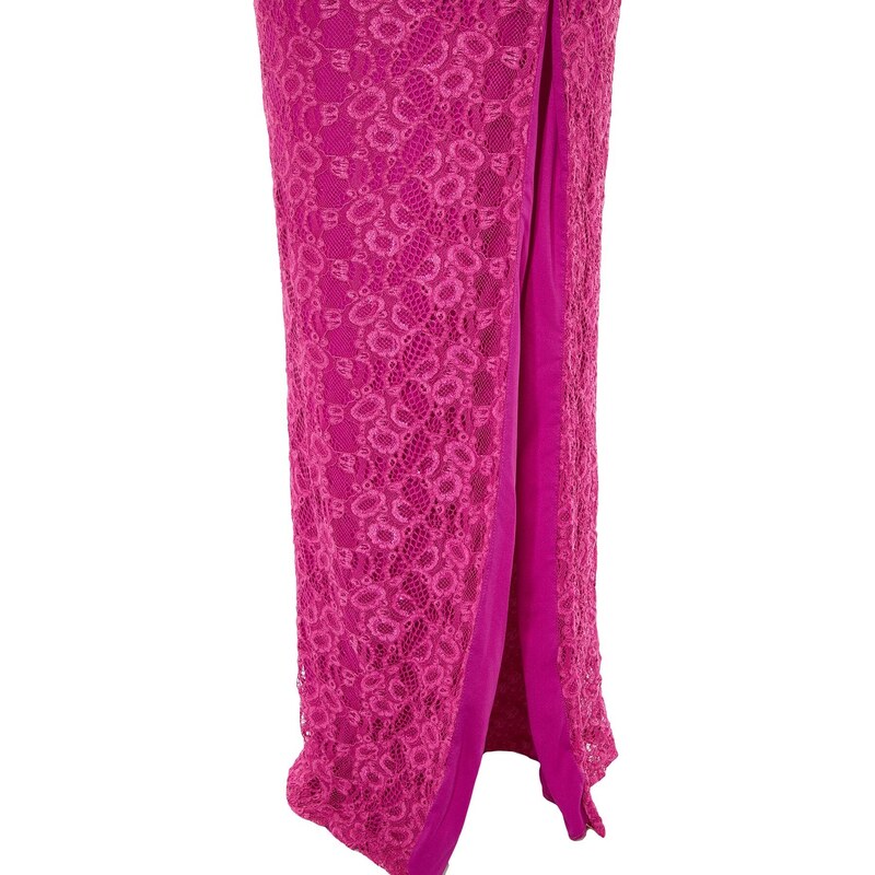 Trendyol Fuchsia krajkové detailní večerní šaty