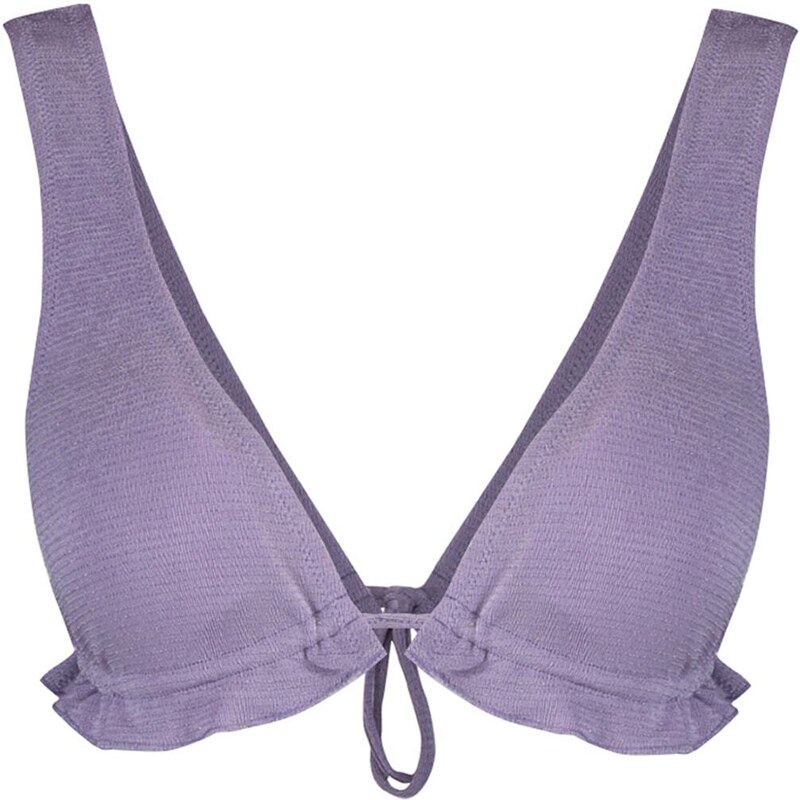 Trendyol Lilac Triangle Ruffle Glitter Bikini Top