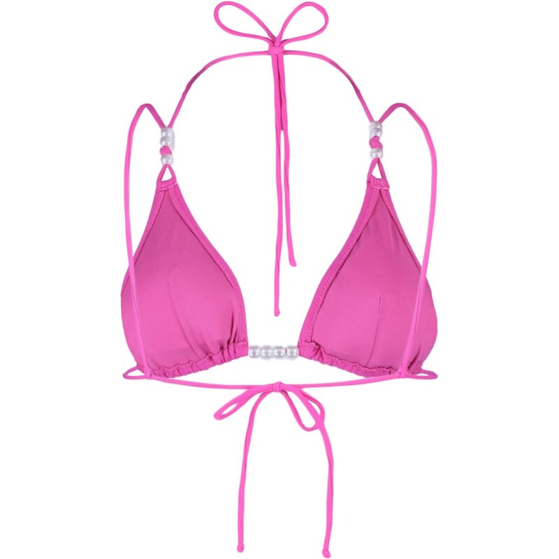 Trendyol Fuchsia Triangle Pearl Příslušenství Bikiny Top