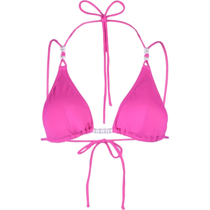 Trendyol Fuchsia Triangle Pearl Příslušenství Bikiny Top