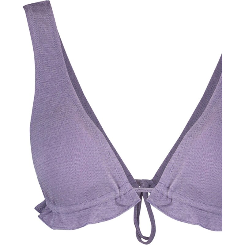 Trendyol Lilac Triangle Ruffle Glitter Bikini Top