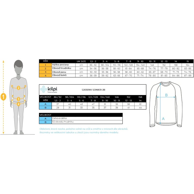Chlapecké balvněné tričko s dlouhým rukávem Kilpi SONIER-JB