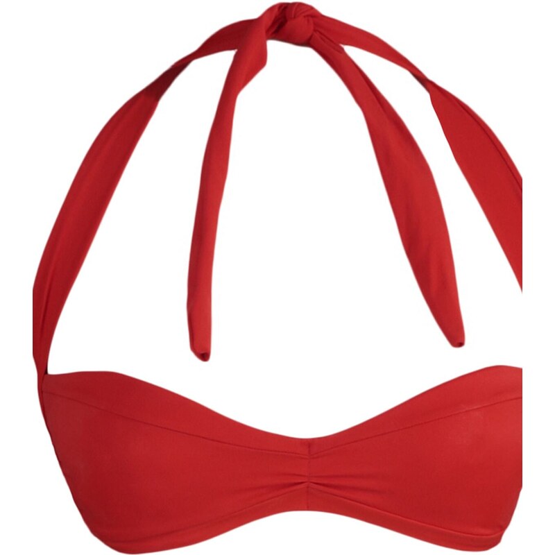 Trendyol Red Strapless Gathered Bikini Top