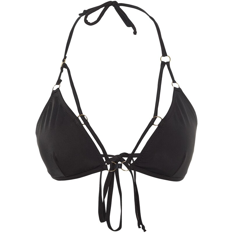 Trendyol Black Triangle Pile Bikini Top