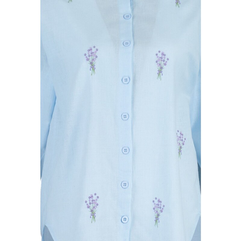 Trendyol Blue Embroidered Shirt