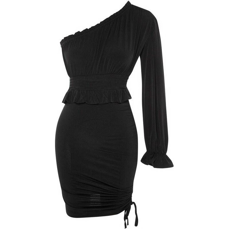 Trendyol Black Gippe Detailed Knitted Evening Dress