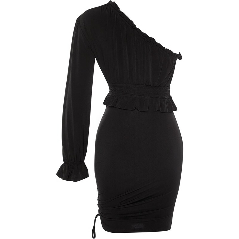 Trendyol Black Gippe Detailed Knitted Evening Dress