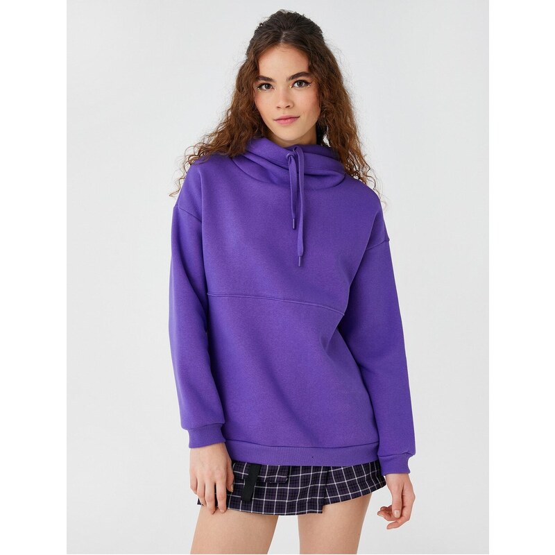 Koton Oversize Hooded Basic Sweatshirt Fleece Inner