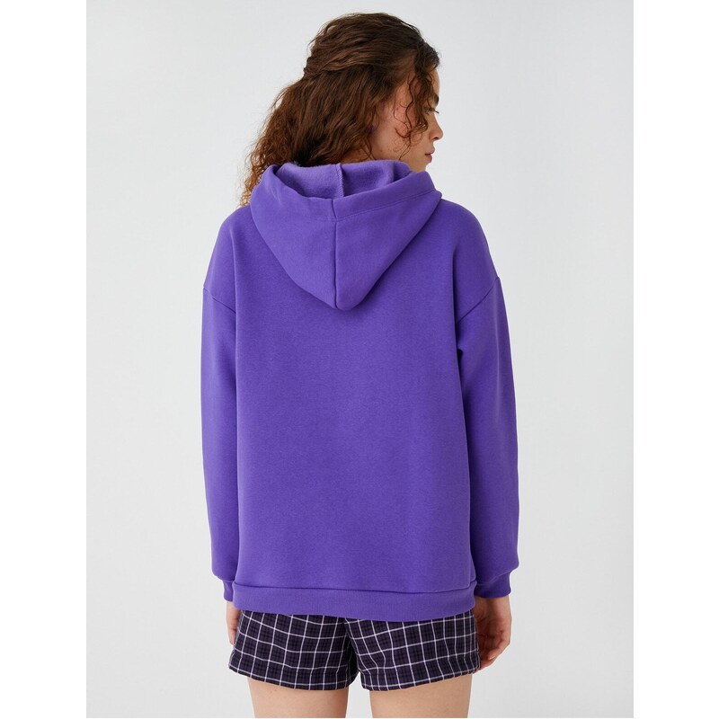 Koton Oversize Hooded Basic Sweatshirt Fleece Inner