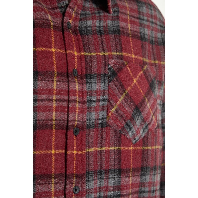 Trendyol Men's Burgundy Regular Fit Lumberjack Plaid Shirt