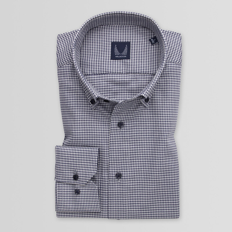 Willsoor Pánská slim fit košile s černo-bílým vzorem 14891