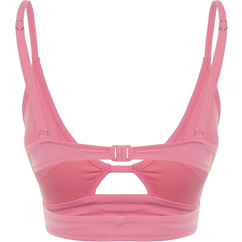 Trendyol Růžová Bralette Výstřih/Okno Bikiny Top