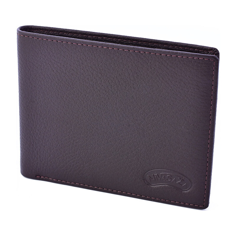 Pánská kožená peněženka Nivasaža N13Z-SOR-DBR tmavě hnědá