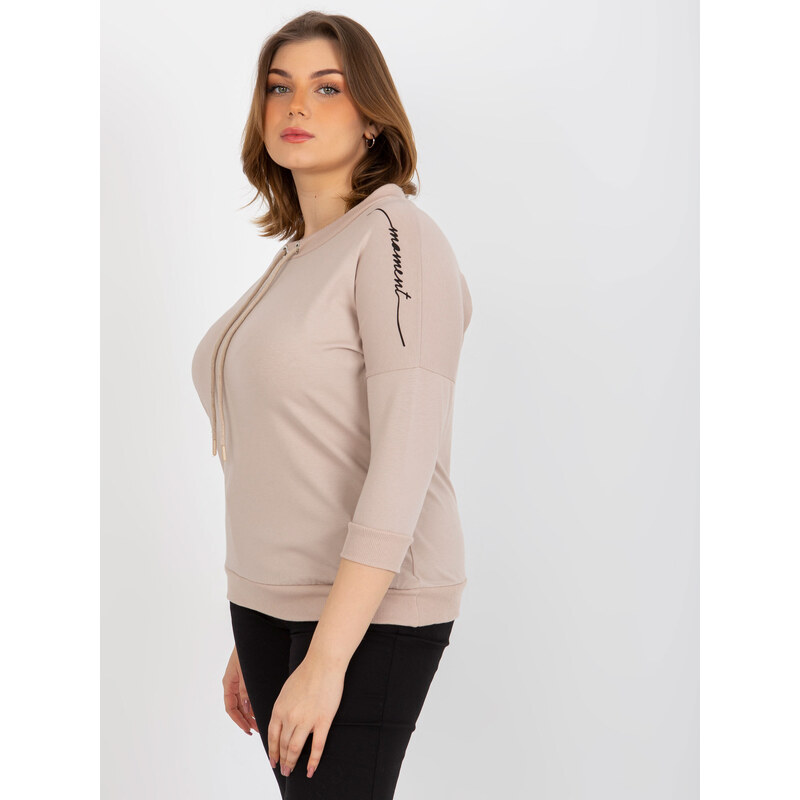 Fashionhunters Dámská halenka plus size s 3/4 rukávy - béžová