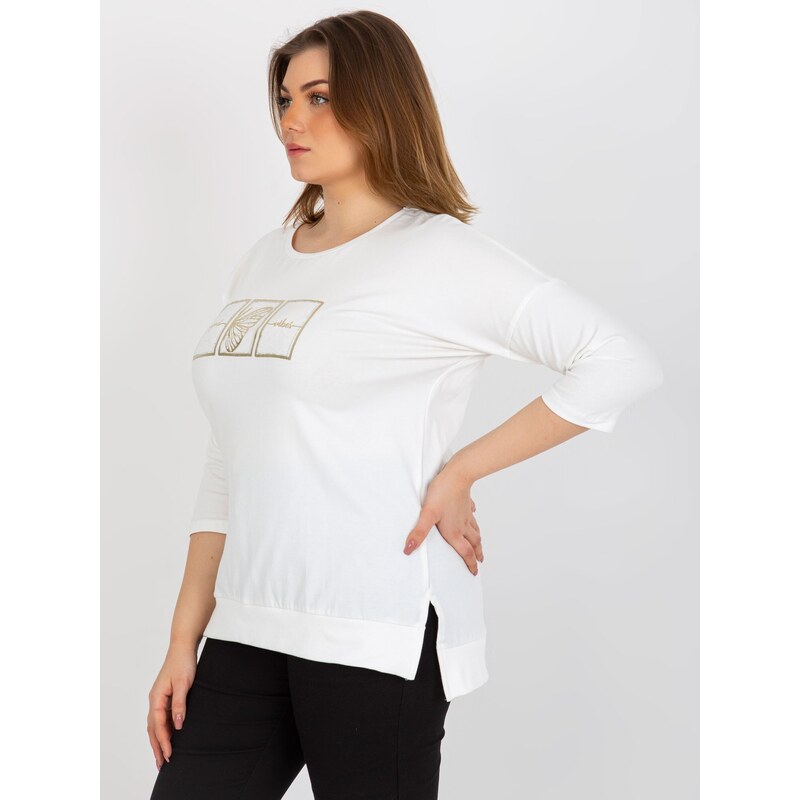 Fashionhunters Dámská halenka plus size s 3/4 rukávem - ecru