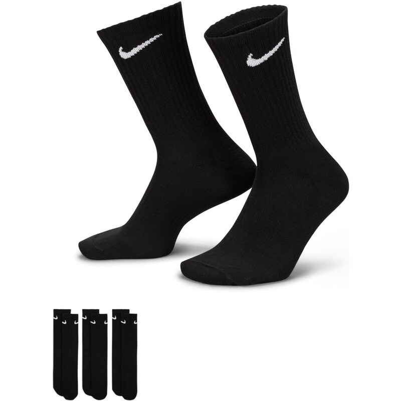 Nike U NK EVERYDAY LTWT CREW 3PR BLACK/WHITE